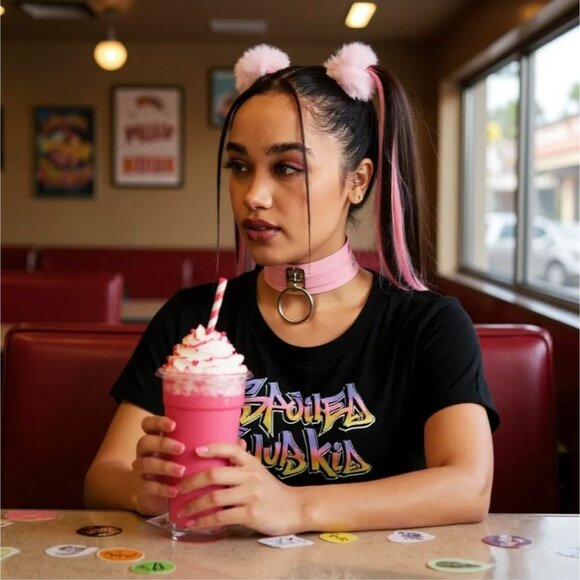 Spoiled For Life Graphic Tee by Horoscopez Black w/ Pink – Candy Chaos Edition - Picture 2 of 5